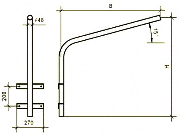 Габаритная схема кронштейна К1П-10-10