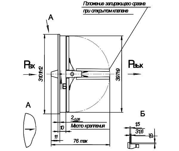 Габарито-конструктивная схема клапана УФ 41062-080.00.00