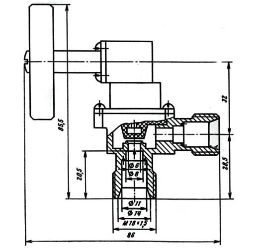 Габаритная схема клапана УФ 96390-006