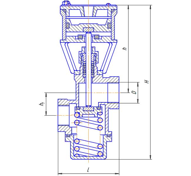 Габаритная и конструктивная схема клапана УФ 96271