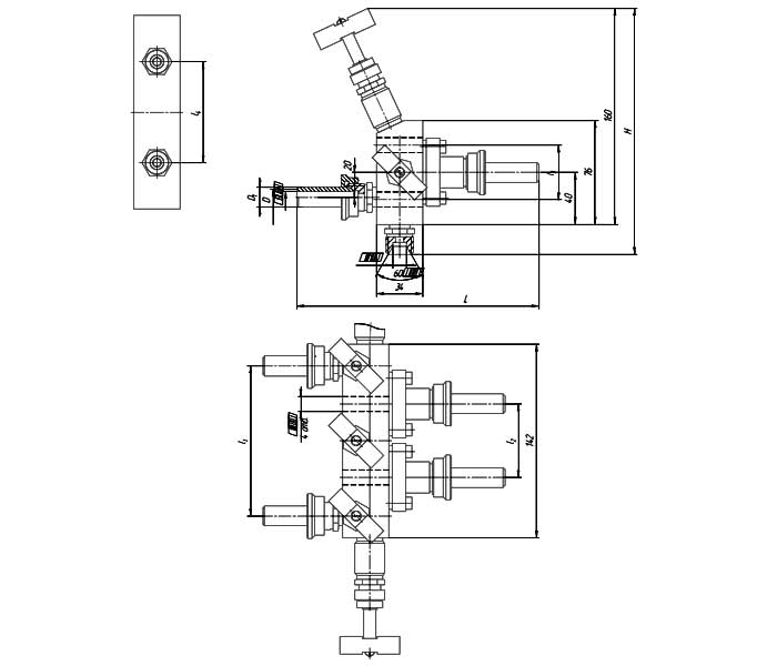 Габаритная схема блока клапанов СК 90001-004