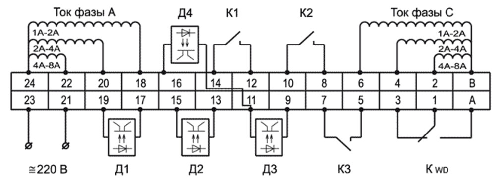 Основная схема подключения устройств РЗЛ-03.2хх