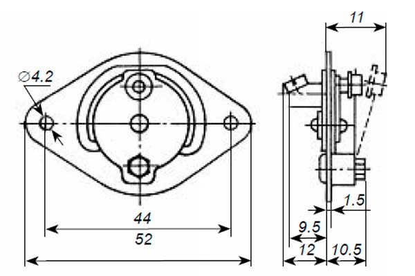 Габаритная схема термовыключателя АД-155М-А1