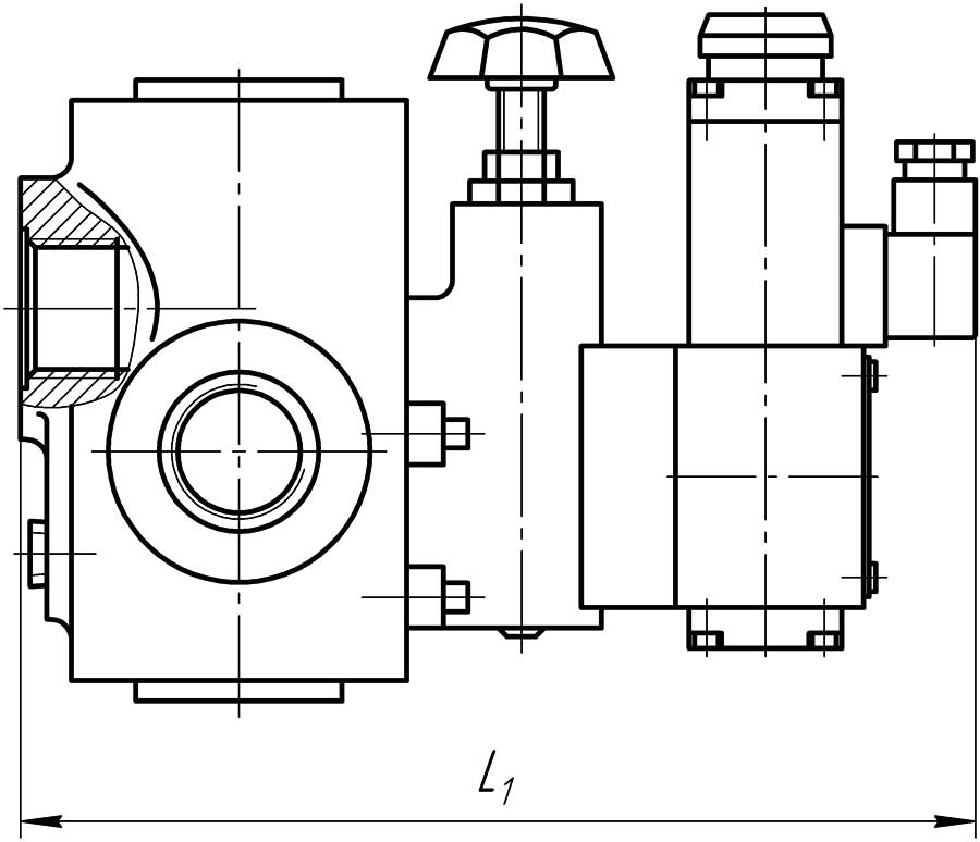 Конструктивная схема гидроклапана М-КП-М-10-32 - трубный монтаж с распределением Ду 10 мм