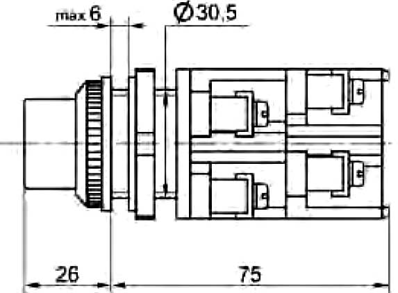 Габаритная схема переключателя управления ПЕ-012