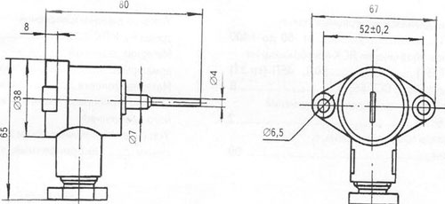 Рис.1. Габаритный чертеж термопреобразователя сопротивления ТСМ-8045Р