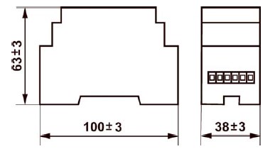 Схема габаритных размеров блока Барон БР-1