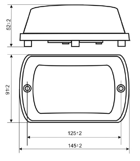 Схема габаритных размеров оповещателя Тортила С-05С (12В)