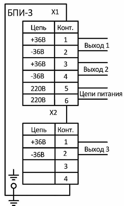 Схема подключения блока БПИ-3