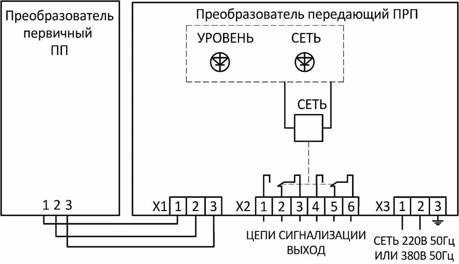 Схема подключения датчика-реле уровня РОС-501ОМ