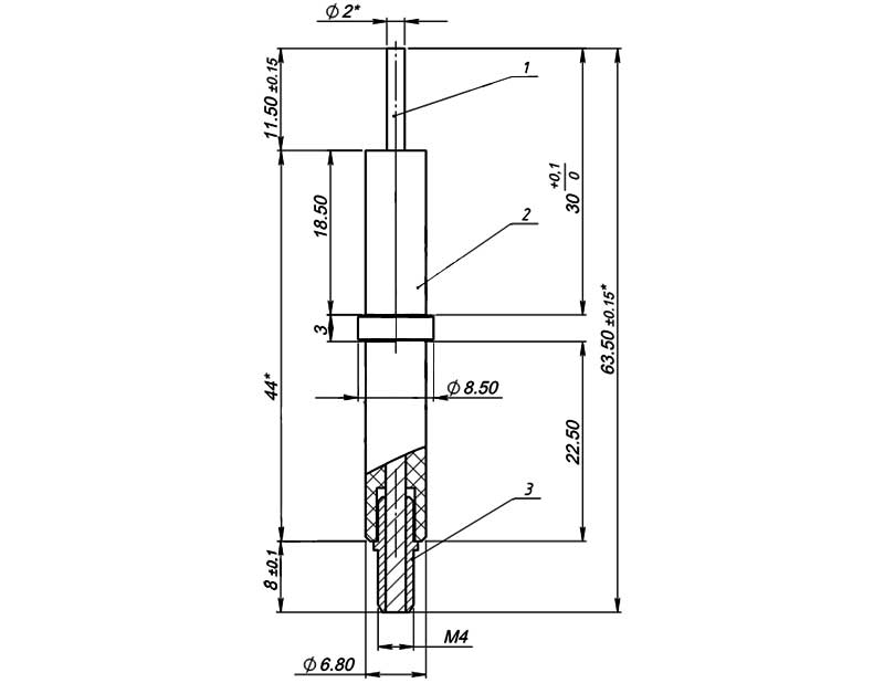 Конструктивная схема электрода розжига МК 1443.04.00.750