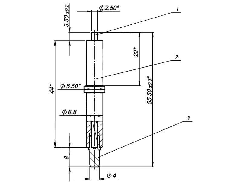 Конструктивная схема электрода розжига МК 1443.04.00.442