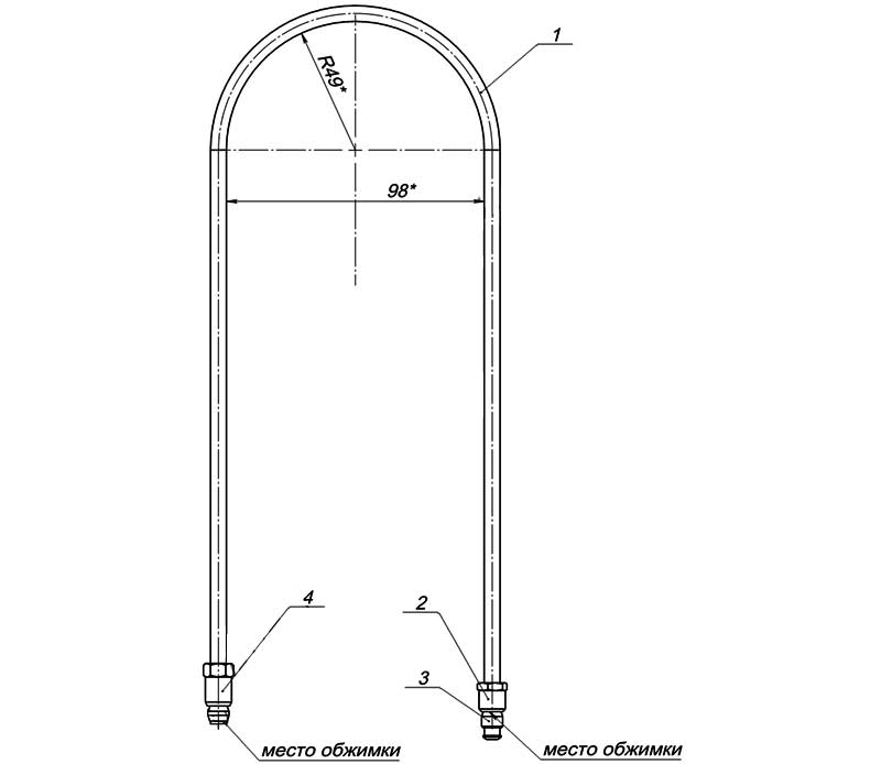 Конструктивная схема трубки запальника серии SIT 140, 150 (диаметр 6мм, L=600мм)