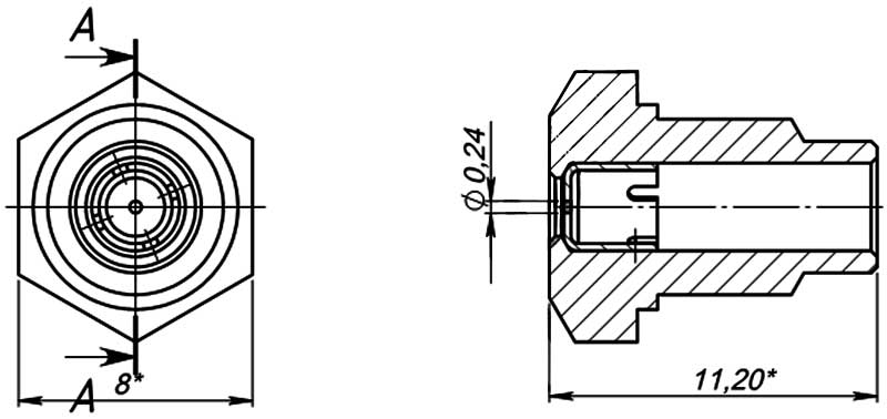 Конструктивная схема газовой форсунки для газовой колонки Junkers