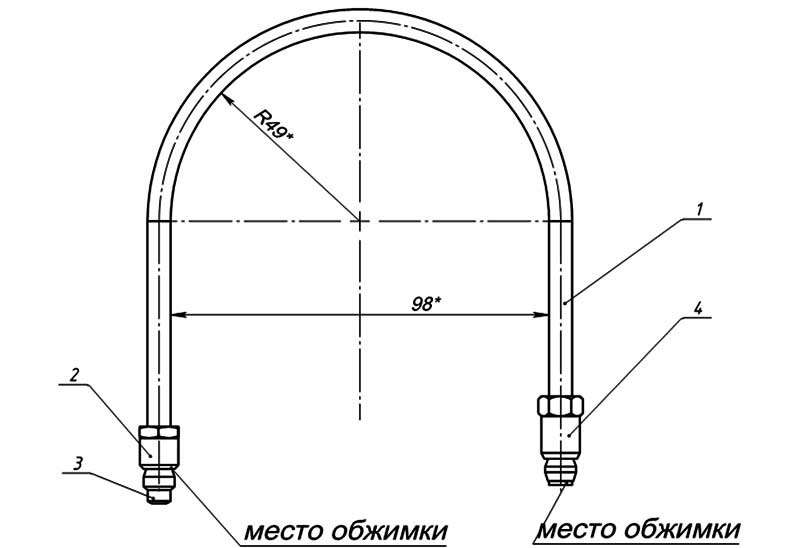 Конструктивная схема трубки запальника серия SIT 160 (диаметр 6мм, L=300мм)
