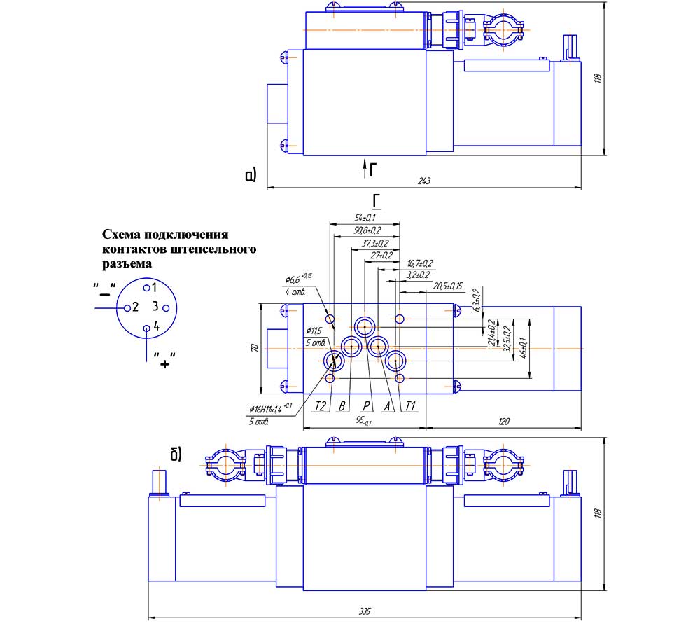 Конструктивная схема привода гидрораспределителя 1П110 (искробезопасное исполнение ЭУ6201И)