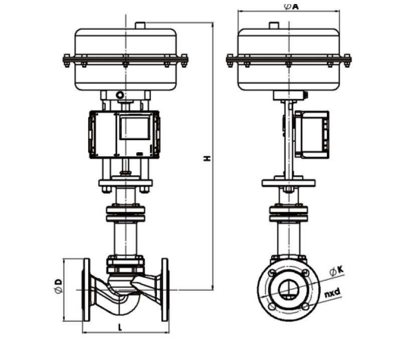Габаритная схема клапана сильфонного ZETKAMA 236A