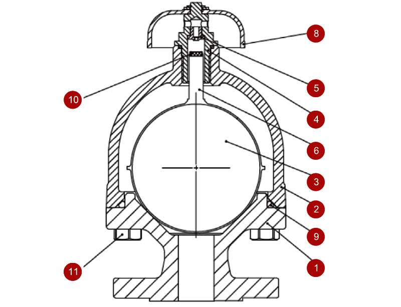 Конструктивная схема клапана воздухоотводящего фланцевого ZETKAMA 917А
