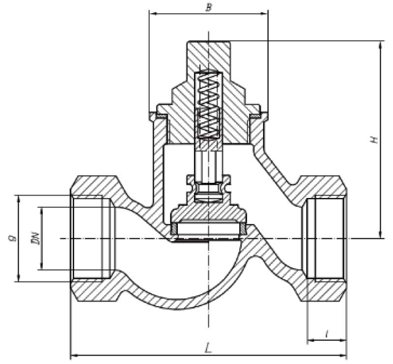 Габаритная схема клапана обратного подъемного муфтового ZETKAMA 277A