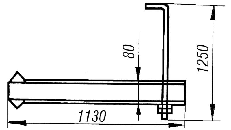 Подвеска кабельроста П1 - габаритная схема